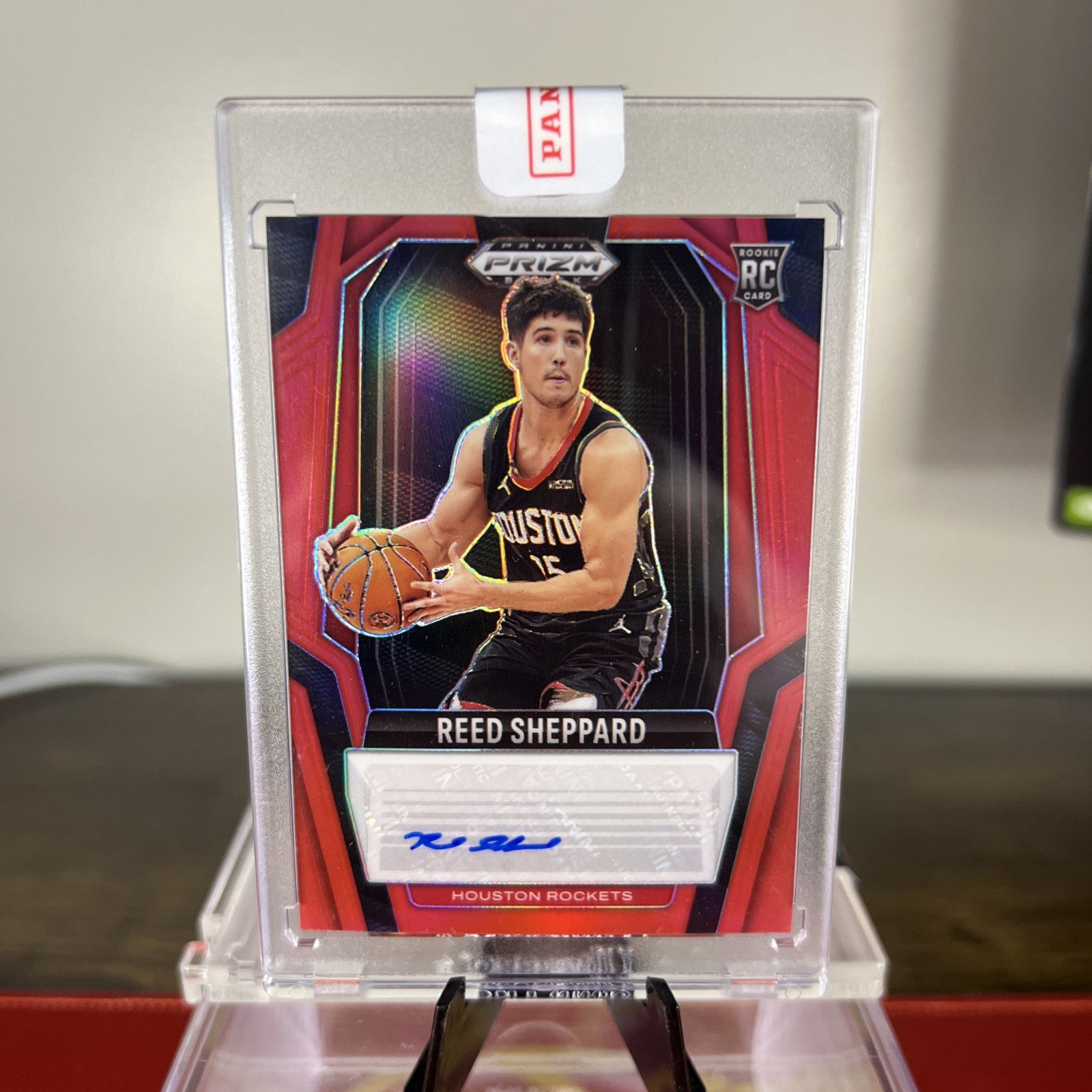 2024-25 Panini Prizm Black Reed Sheppard Auto /99 Redeemed Rookie RC Rockets Red