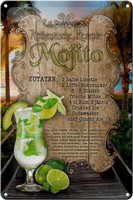 Blechschild Rezept 20X30 Cm Mojito Zutaten Limette Minze Deko Schild Tin Sign