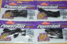 4 bags berkley powerbait maxscent flat worm 3.6" black drop split shot bait NEW