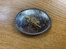 Ivan Gold and Silver Tone Bronco Rider Belt Buckle