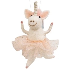 Unicorn Christmas Ornament - Wool Ballerina Tutu Rainbow Hair Christmas Tree