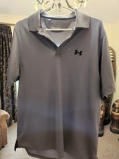 Under Armour Loose Heat Gear Polo Golf Shirt Men's Gray Short Sleeve size Med.