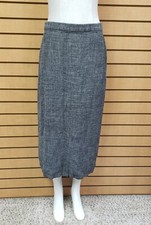 Eileen Fisher Maxi Skirt Size Large Gray Linen Blend Zipper Minimalist