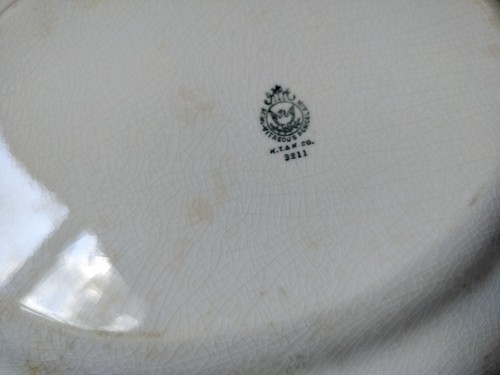 Antique 1800s Knowles Serving Platter Semi Vitreous Porcelain White Gold Ribbon - Picture 16 of 19