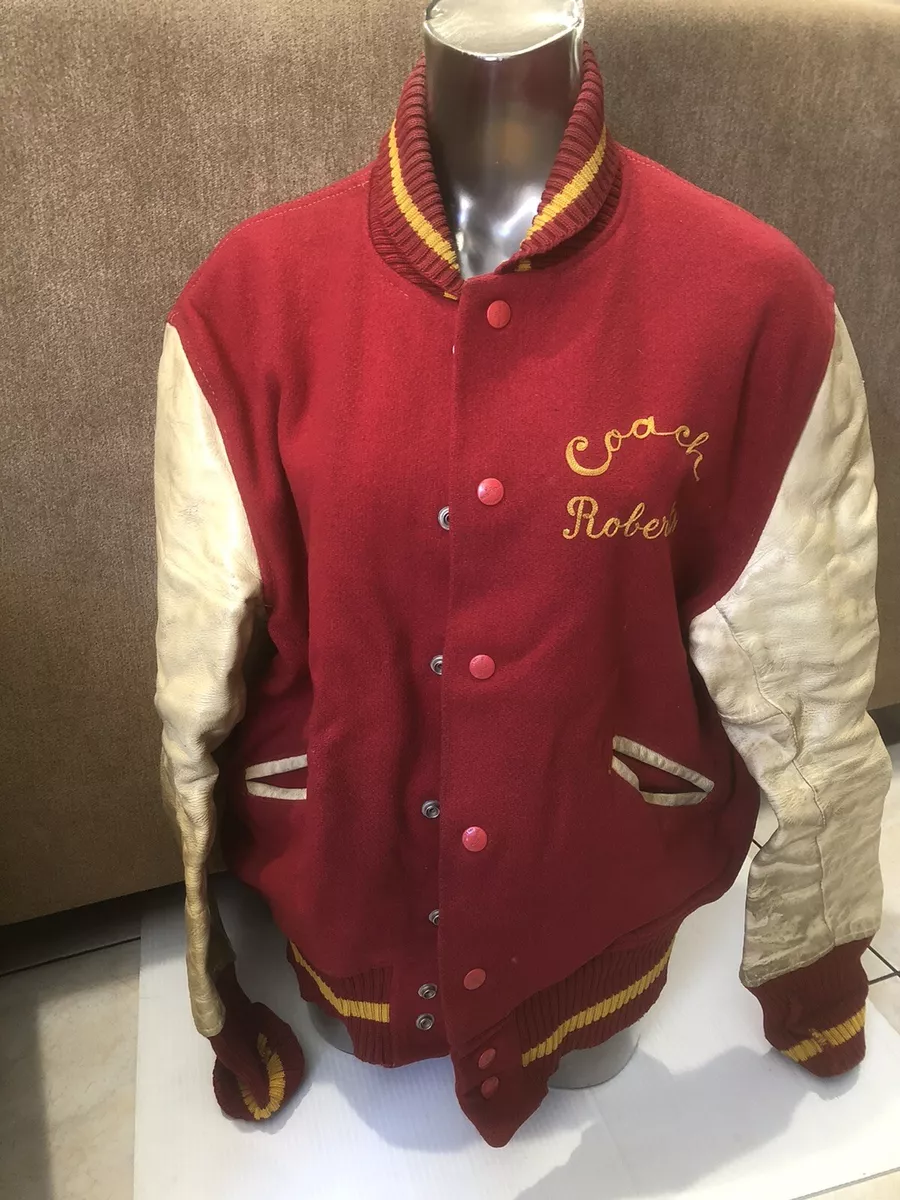 Red and gold letterman best sale jacket
