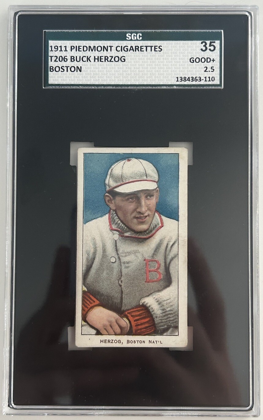 1911 T206 Buck Herzog : Piedmont Boston 2.5 