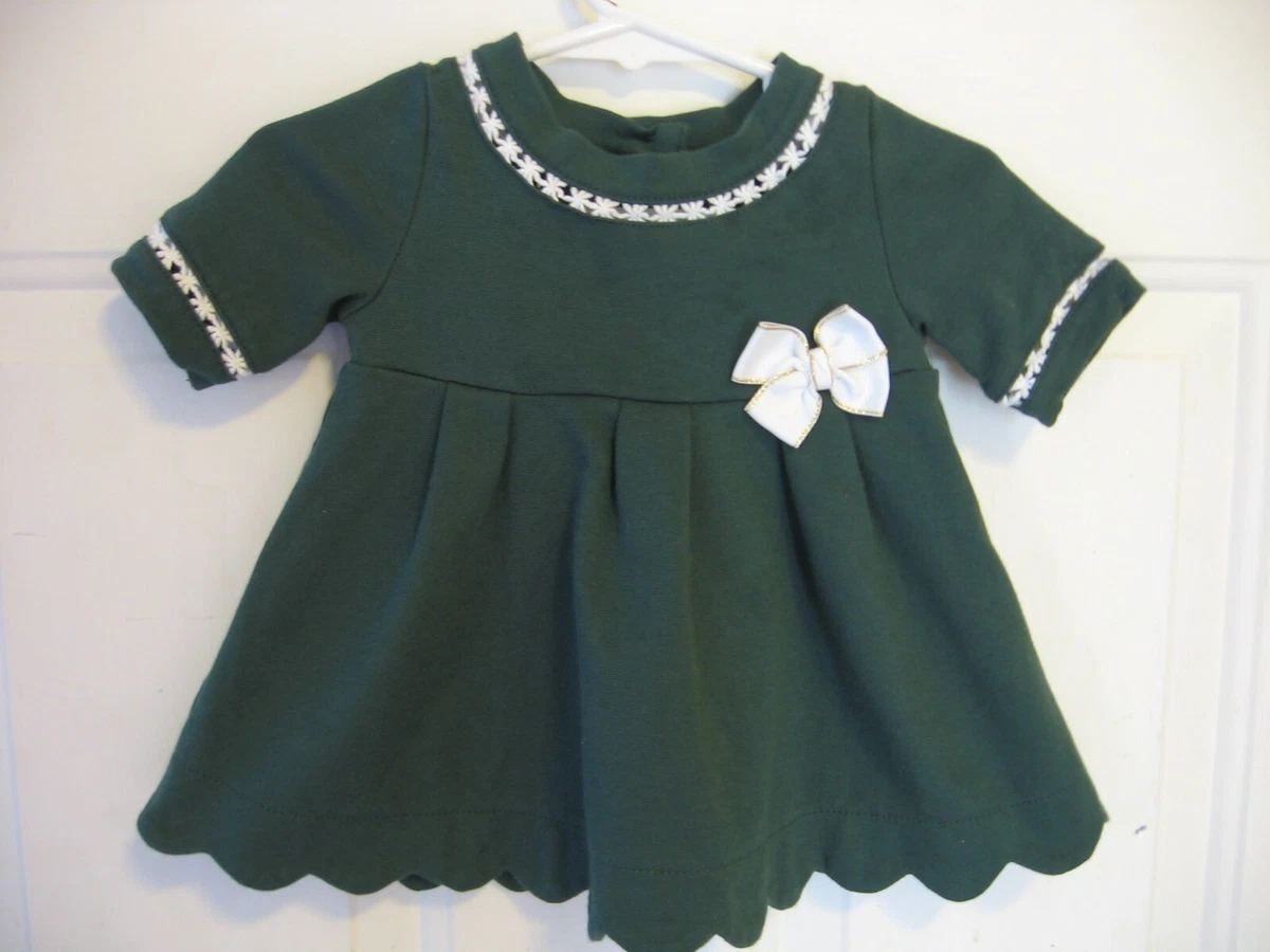 Tahari baby girls dress size 12 months dark green