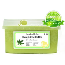 3 Lb/ 48oz ORGANIC HEMP BUTTER 100% PURE RAW NATURAL COLD PRESSED Skin Body Hair