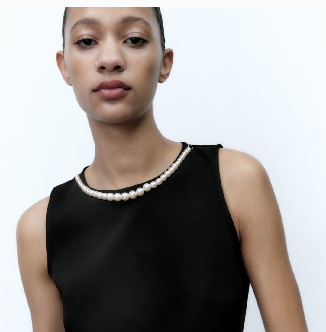 Zara Pearl Peplum Top SIZE M | eBay