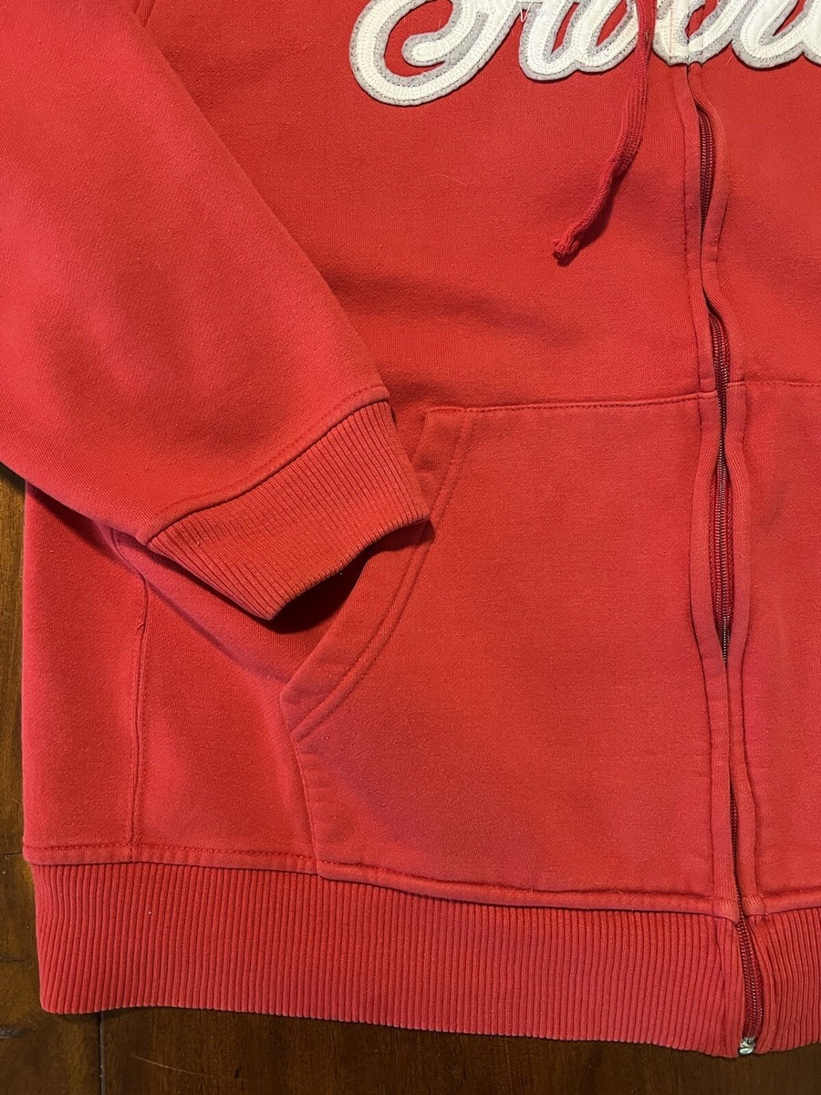Vtg Avirex Y2K Cyber Grunge Full Zip Up Hoodie Red Sweatshirt