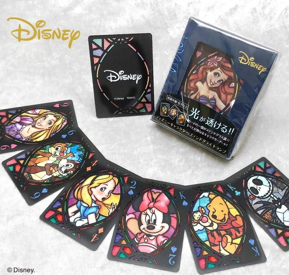 ミッキー プラスチックカード Disney Characters Stained Glass Playing Cards Transparent Plastic
