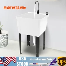 Commercial Utility Sink Laundry Tub Freestanding w/ Drain and Faucet for Garage