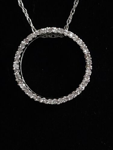 Gold JWBR 10K Circle Real Diamond Pendant with 16"
