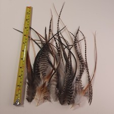 100 5-10" NAT MIX WHITING GRIZZLY CREE ROOSTER SADDLE FEATHER HAIR EXTENSIONS