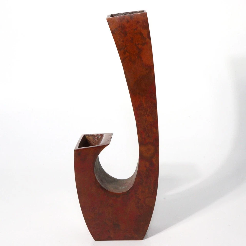 Jarrón japonés de cobre arte flor moteada púrpura sign único moderno BV395 Foto 2 de 4