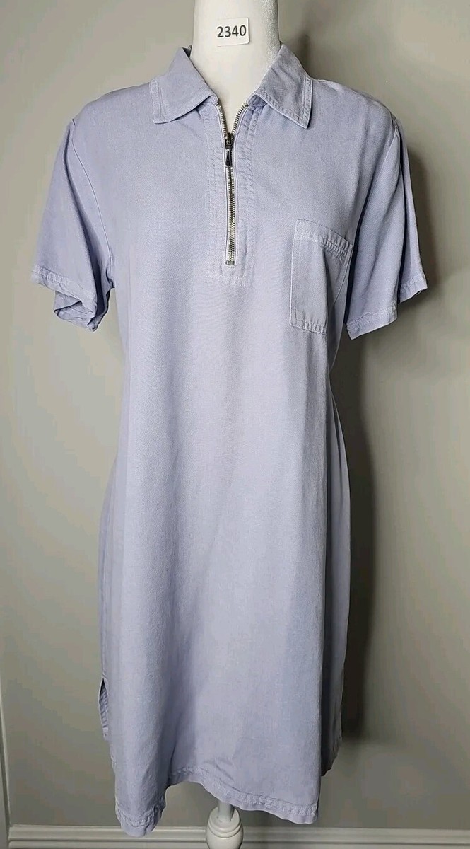 DAVID DART Shirt Dress Womens MEDIUM Blue 1/4 Zip Collared Short Sleeve  Belted | eBay