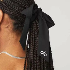 NEW ALO Bow Hair Tie Love Knots Tie Scrunchie White+Black