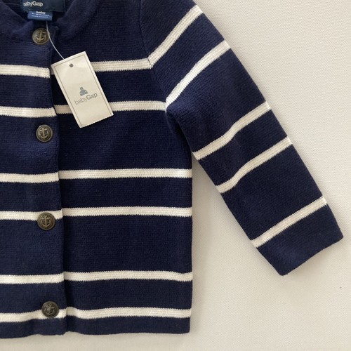 Gap Baby 6-12 Months Stripe Cardigan Sweater Nautical NWT - Picture 3 of 5