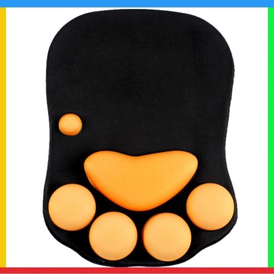 Non Slip Cat Paw Mouse Pad Silicone Wrist Rest Support Mice Mat (Black)