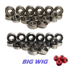 Lagersatz für TAMIYA BIG WIG 2007 KOMPLETT 22 GUMMI/METALL Dichtung mit RADMUTTERN