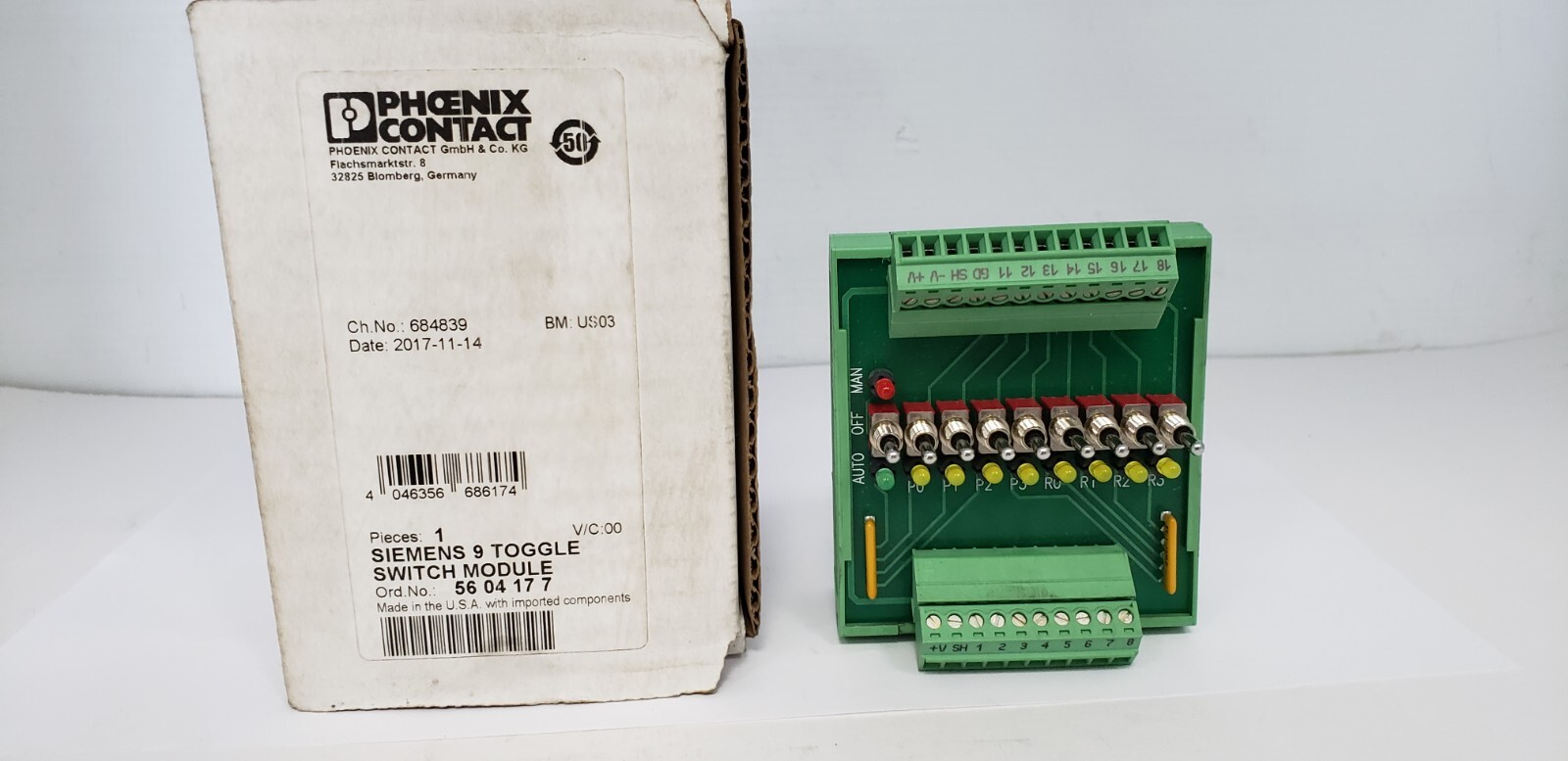PHOENIX CONTACT 5604177 SIEMENS 9 TOGGLE SWITCH MODULE, NIB