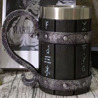 600ML Odin Thor Mjolnir Trinkbecher Edelstahl Nordic Viking Tankard Bierbecher