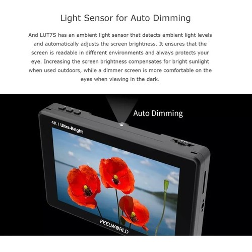 FEELWORLD LUT7S 7" 2200nits 3D LUT Field Monitor 3G-SDI 4K HDMI For DSLR Camera - Picture 17 of 17