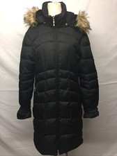 Fera Julia Women's Long Sleeve Full Zip Quilted Black Hooded Puffer Jacket Size