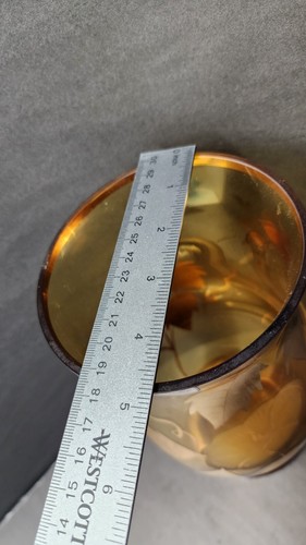 Vtge Bohemian Crystal Vase Amber w/ floral accents and transparent 24 karat Gold - Picture 7 of 14