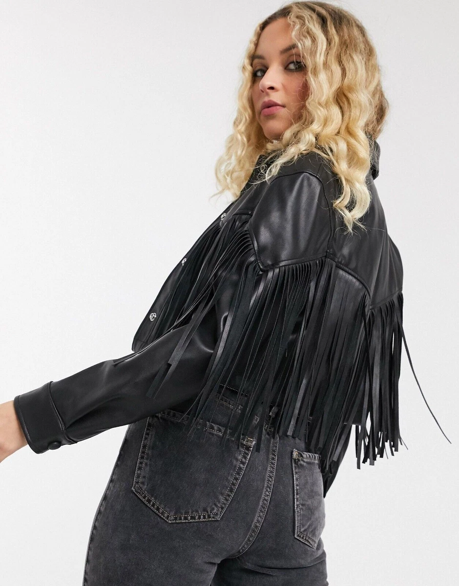 Veste frange noir sales