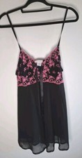 Vintage Seductive Wear by Cinema Etoile Black Sheer Babydoll Nightdress Sz L