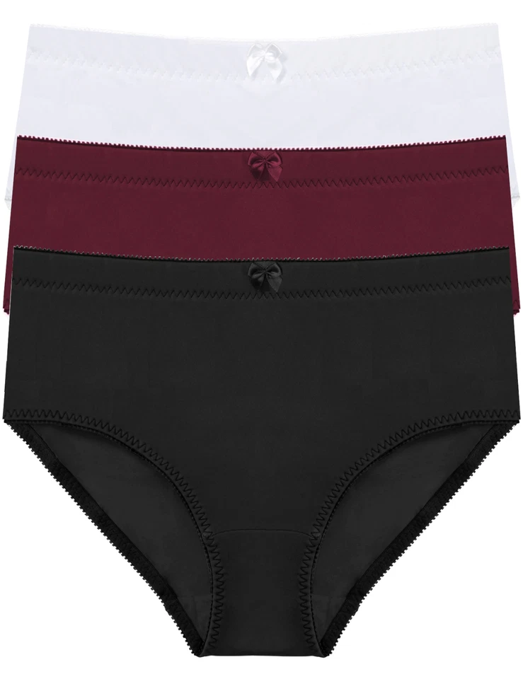 NICHT ANGEGEBEN 3er Pack Form-Slip Gr 36/38-56/58 Schwarz Bordo Weiß Damen Taillen-Unterhose Neu