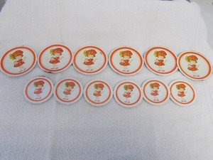 Vintage Strawberry Shortcake Doll Size Metal/Tin Plates - 12 pieces