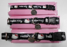 1 New Black Hello Kitty Adjustable Nylon Dog Pet Collar 