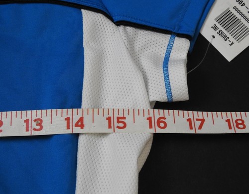 Nuevo K-Swiss Blue White Trim Polo Cap Sleeve Tee Top Casual Sports Small W28 - Imagen 11 de 12