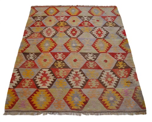 4x5 ft Rug OUSHAK RUG Hand Woven Vintage Turkish Kilim Rug Flat Weave Area Rug - Picture 4 of 18