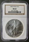 2002 $1 American Silver Eagle Dollar NGC MS69