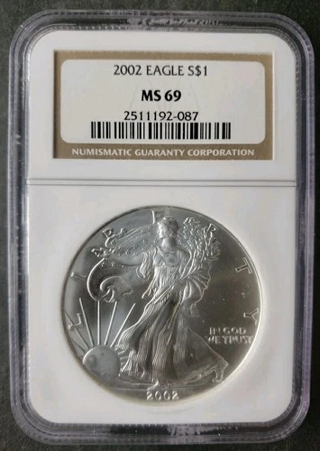2002 $1 American Silver Eagle Dollar NGC MS69