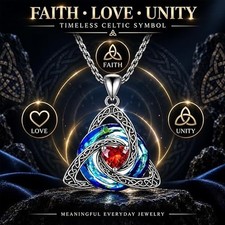 Birthstone Celtic Trinity Knot Necklace for Women Crystal Pendant Jewelry