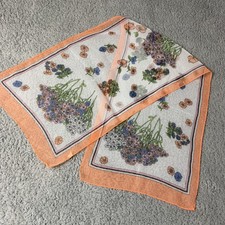 Vintage Sheer Floral 60s Chiffon Scarf Head Japan 13x44 Polyester