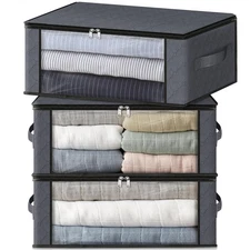 Storage 3-Pack Clothes Organizer Storage Bags Foldable Storage with Large Cle...