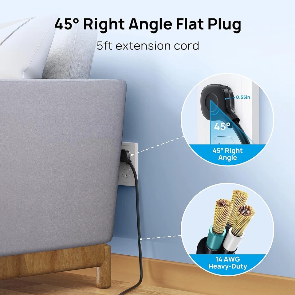 Power Strip with Surge Protection, Multiple Ports & Cable Extension for Home. - Image 4 of 4