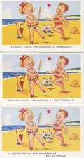 3 x Comic Cricket Postcards 