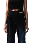OTTOLINGER SIGNATURE VELVET WRAP JEANS SMALL MIDNIGHT BLUE BELTED WIDE PANTS