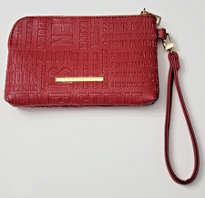 Steve Madden Stamped Logo Zipped Wristlet Wallet red