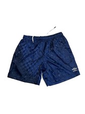 Y2K Umbro Premier Soccer Athletic Shorts Adult Large Navy Blue Checkered Pockets