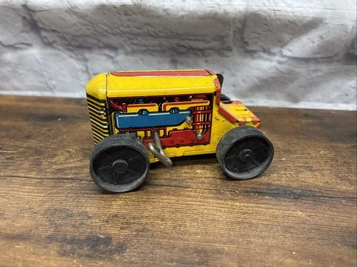 Vintage Marx Wind Up Tin Toy Train Truck USA Classic Railway Yellow