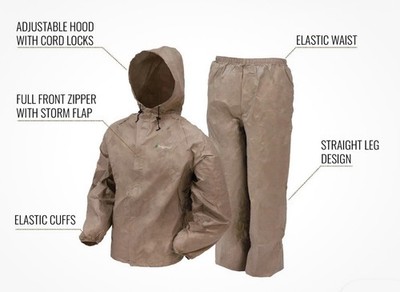 NEW Frogg Toggs Ultra-Lite2 Rain Suit Jacket and Pants Khaki Large