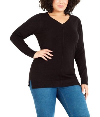 EVANS Womens V Neck Pullover Sweater
