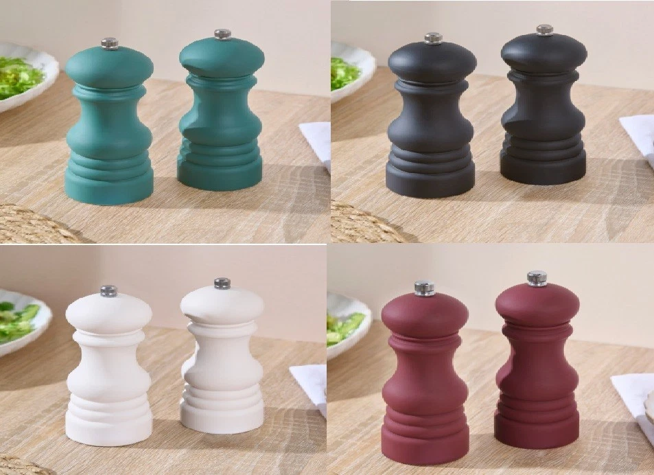 New Wooden Salt and Pepper Mill Set, Perfect for Seasoning Your Food.